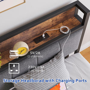 Letto 90x200cm LED - Xylo - USB testiera metallo facile montaggio