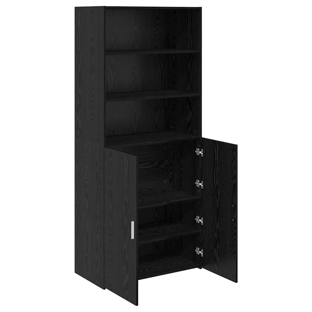 Credenza-Buffet-Armadio da cucina Rovere Nero 80 x 42,5 x 185 cm Legno multistrato
