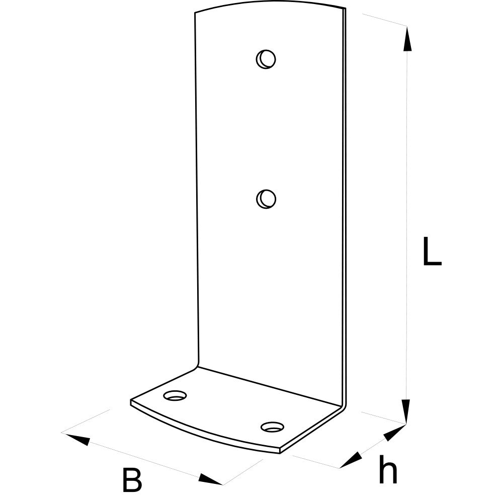 Supporto pesante a l h 62 x b 90 x l 225mm per fissaggio pilastri