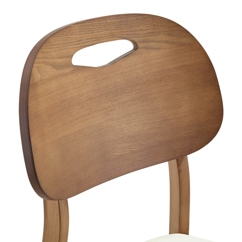 Set di 2 sedie da pranzo 95.5x35.5x54 cm con schienale ovale; seduta imbottita in legno e PU bianco