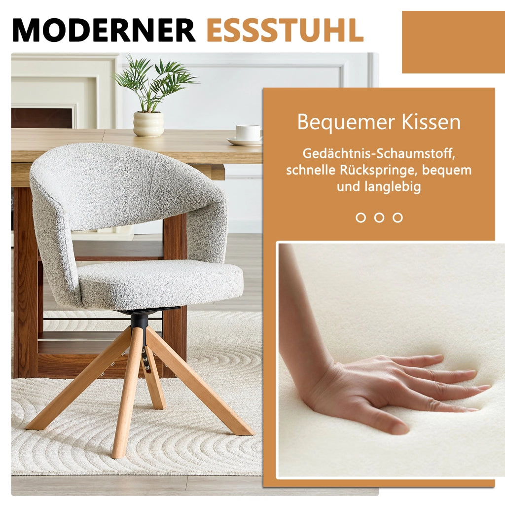 SEDIA girevole 2 pezzi 81,5 cm Tessuto grigio chiaro e legno massello