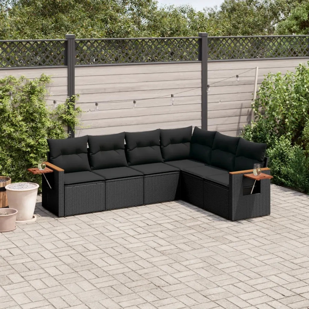 Set Divano da Giardino 6 pz con Cuscini Nero in Polyrattancod mxl 88901