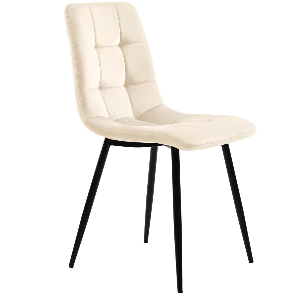 Sedie da Pranzo Set 4 Pezzi Imbottite ¨C MINIMAL ¨C Velluto Beige con Schienale, Gambe in Metallo