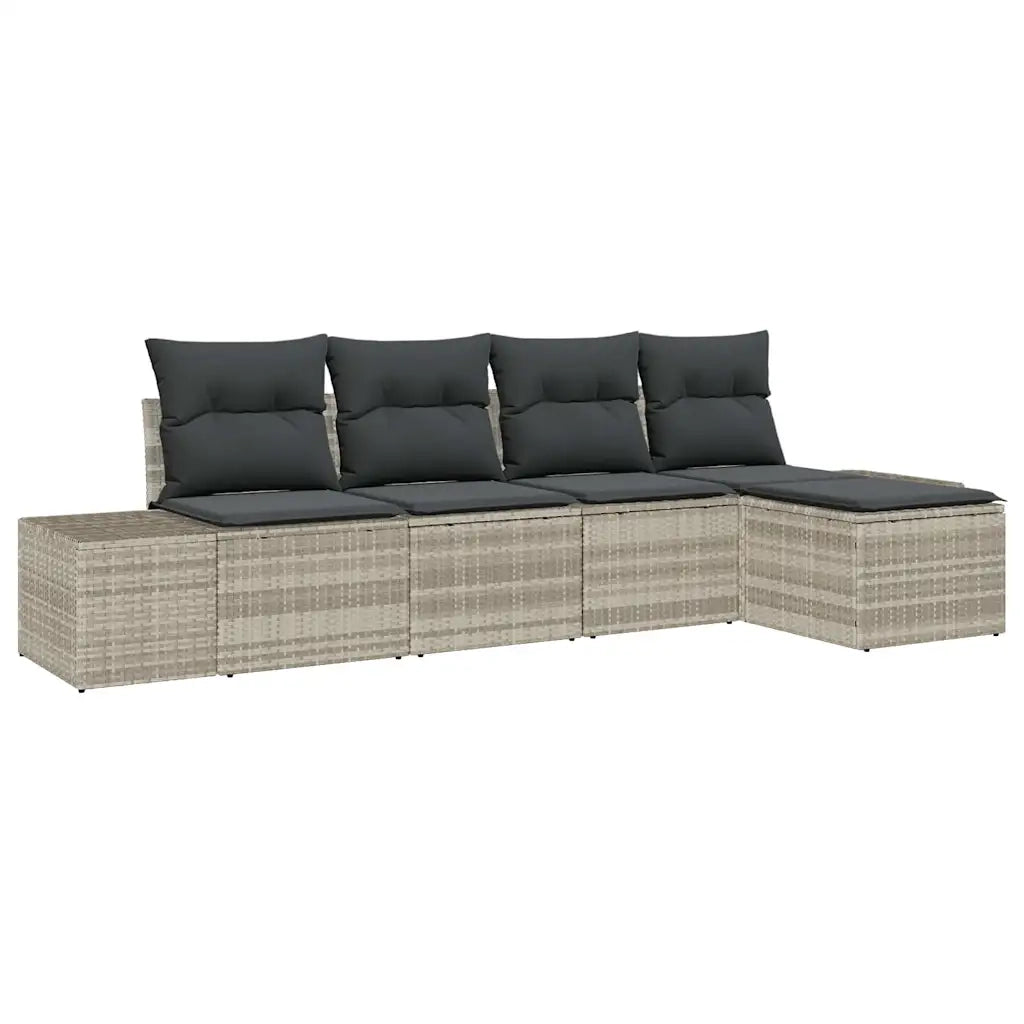 Set Divano da Giardino 5 pcs Grigio chiaro polyrattan 3355691