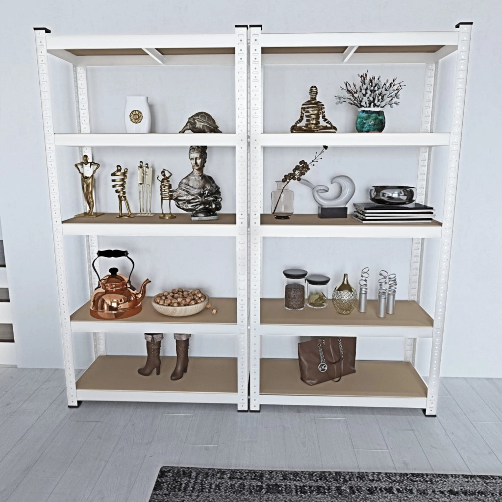 2 Scaffali In Metallo E MDF Ad Alta Portata Fino A 875 Kg Con 5 Ripiani Regolabili Ideali Per Garage Officina Cantina Capannone Magazzino Design Modulare 180 X 90 X 40 Cm Bianco