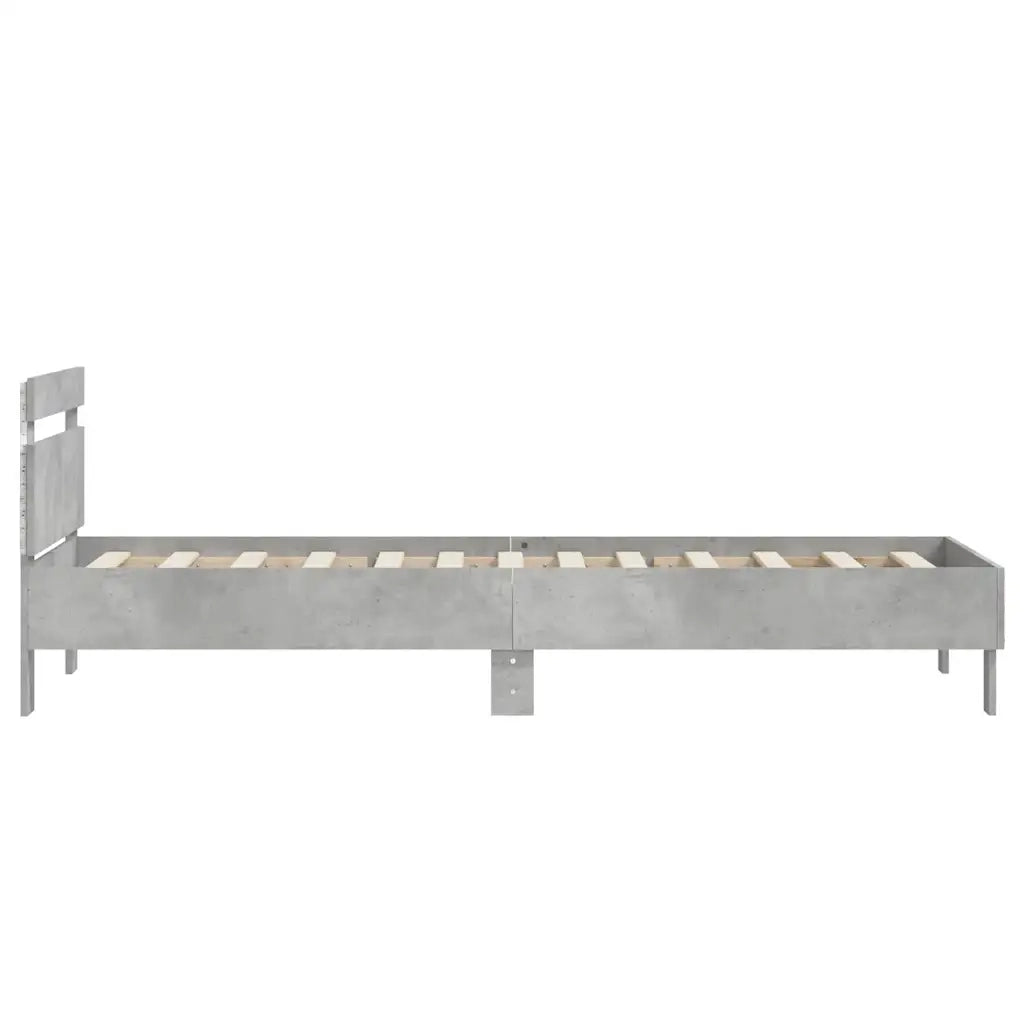 Giroletto con Testiera e LED-Struttura Letto con testiera Grigio Cemento 90x190 cm