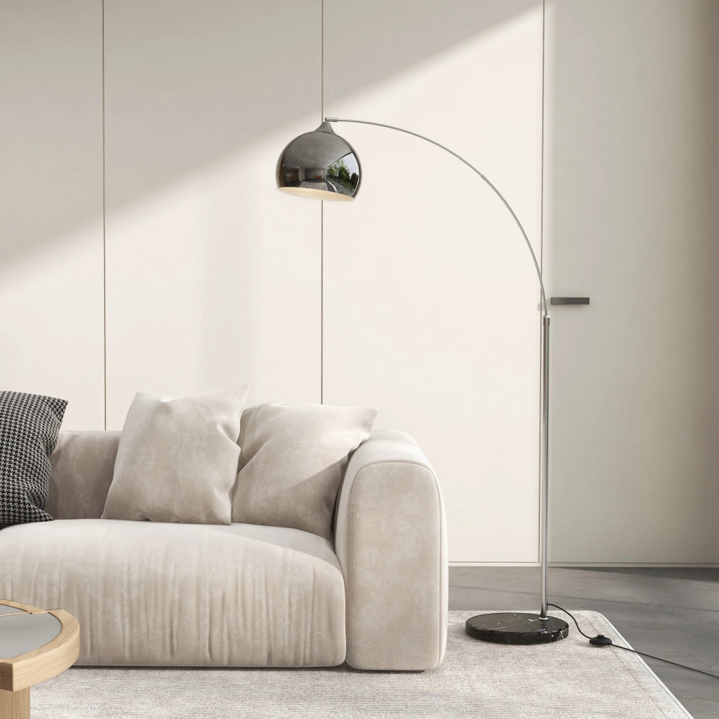 Lampada da terra arco in marmo regolabile ¨C zephmum ¨C 100-115x30x170-180 cm nero grigio