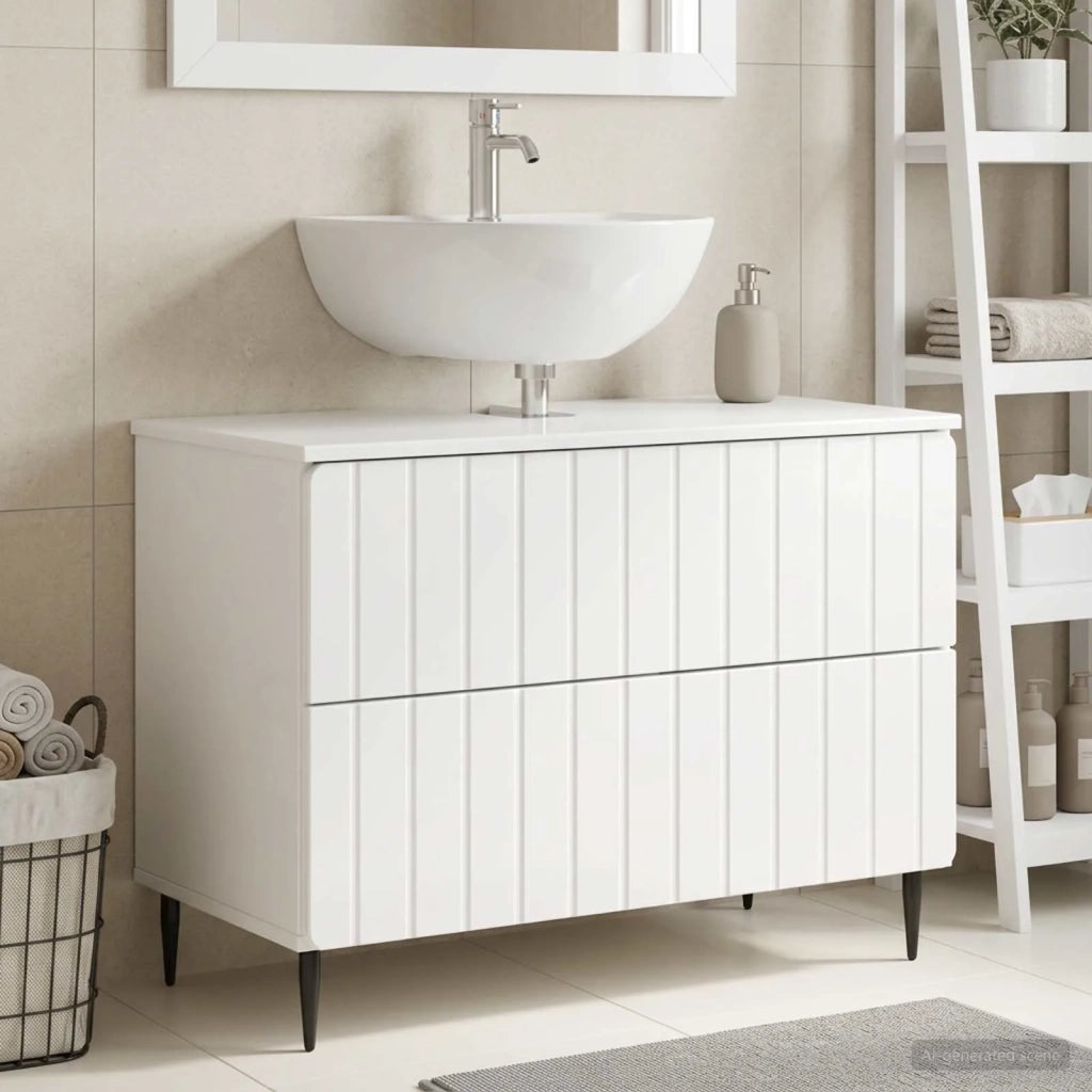 Armadio per Lavabo da Bagno ZWOLLE Bianco Lucido 896359