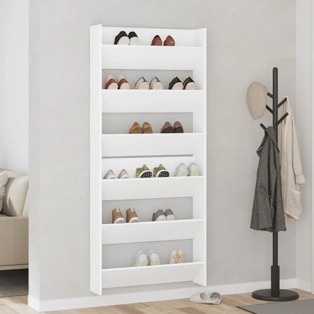 Scarpiere a Muro 2 pz Bianco 80x18x90 cm in Truciolato cod mxl 45494