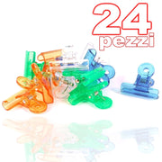 Trade Shop - 24 Pinze Pinza Fermadocumenti Colorate Molletta Blocca Documenti Carta Clip -