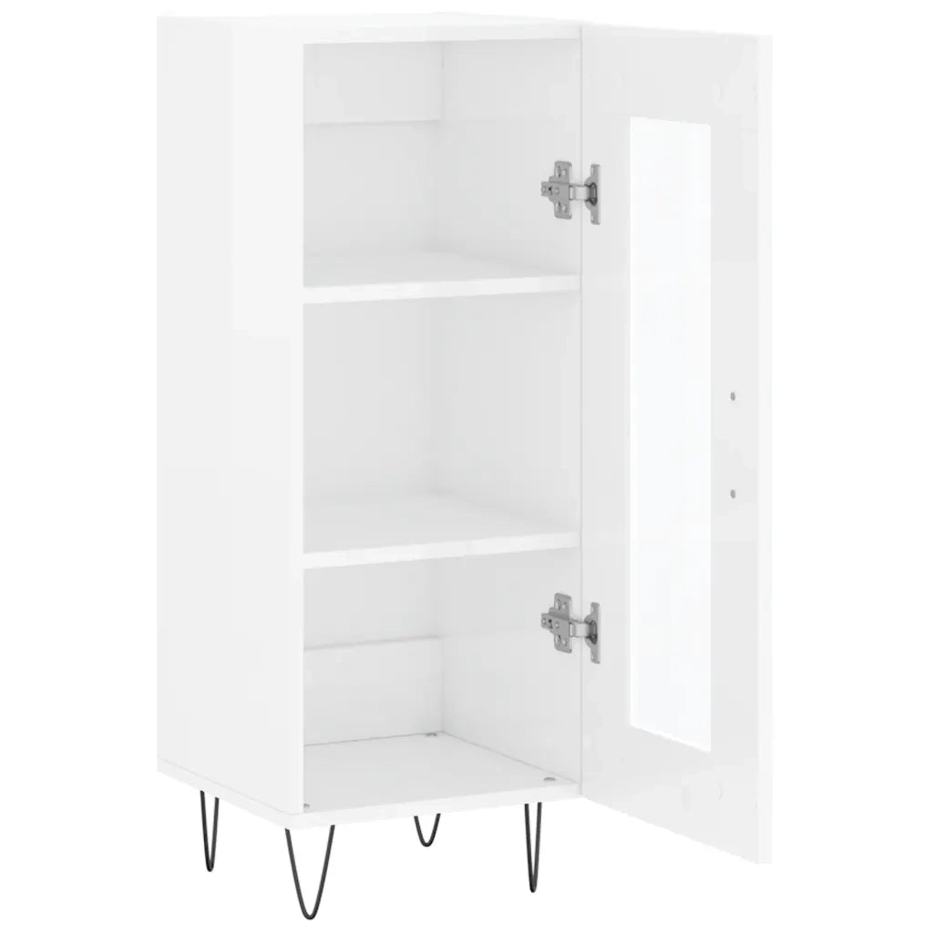 Credenza | Madia | Buffet da pranzo | Armadio da pranzo Bianco Lucido 34,5x34x90 cm in Legno Multistrato