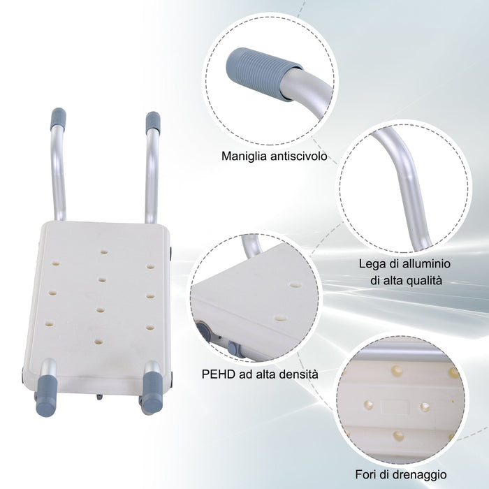 Sedile per Vasca da Bagno Regolabile in Larghezza in Alluminio Bianca