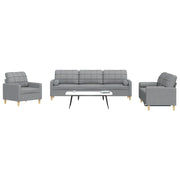 Set Divani 3 pz con Cuscini Decorativi Grigio Chiaro in Tessuto 3278303