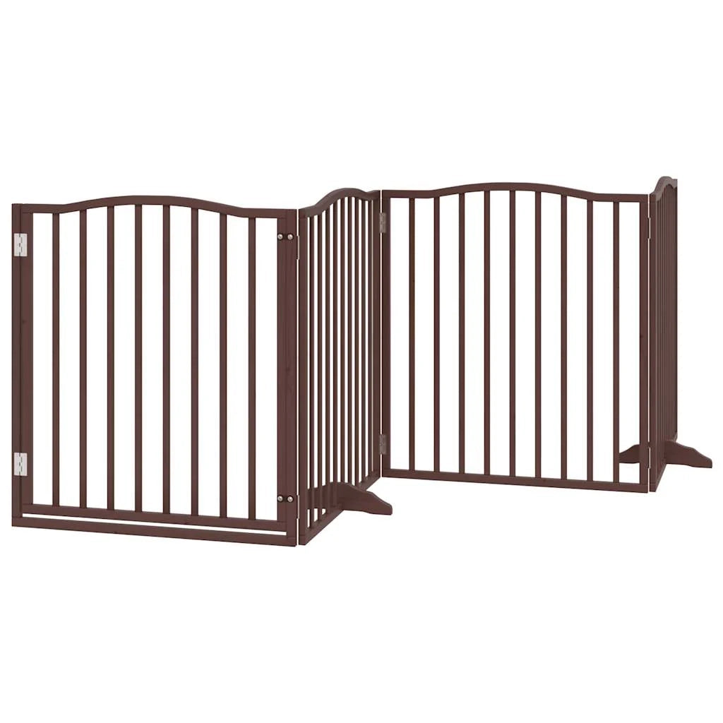 Cancelletto di sicurezza per animali domestici porta pieghevole 10 pannelli legno di pioppo marrone 02_0023116