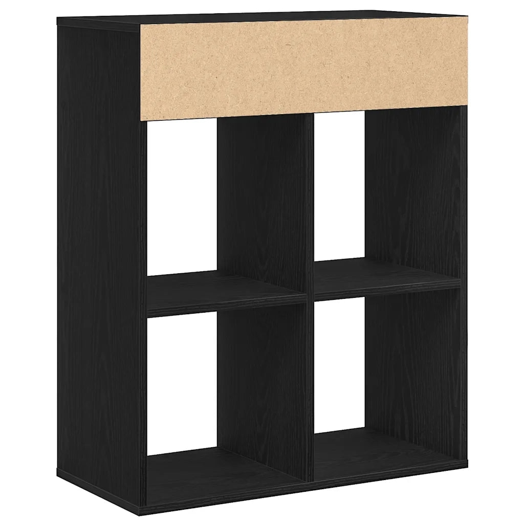 Libreria-Scaffale per Libri-Mobile di Stoccaggio Nera 66x31x80 cm in Legno Multistrato