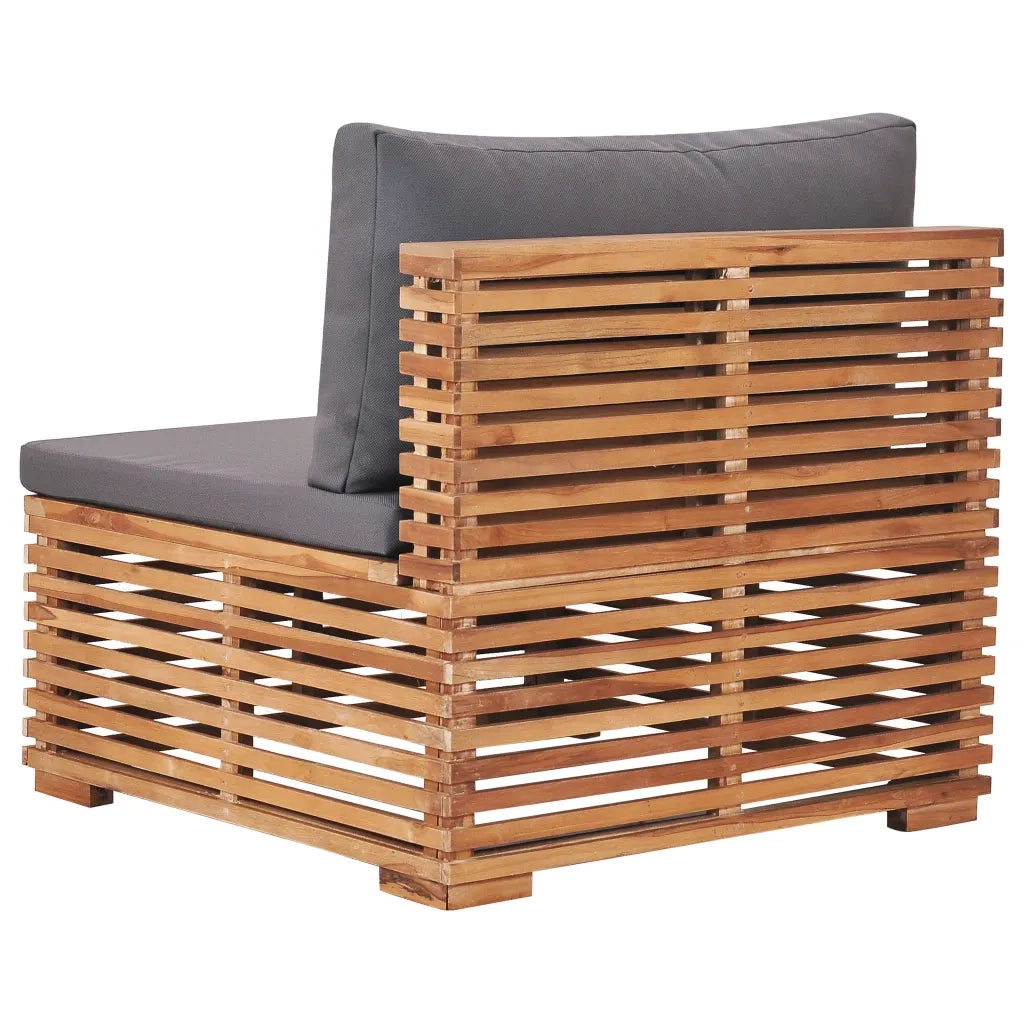 Divano Centrale da Giardino con Cuscino Grigio Massello di Teak cod mxl 67981