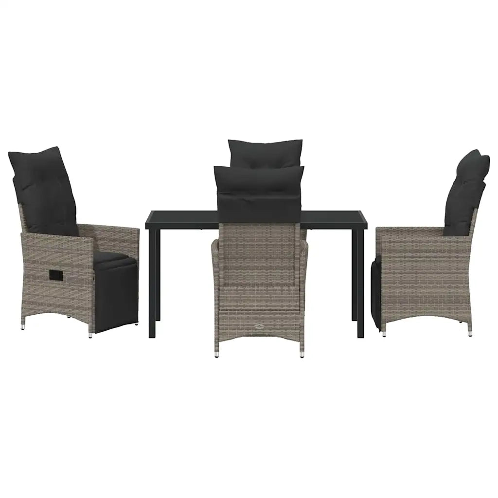 Set da Pranzo per Giardino con cuscino 5 pcs Grigio polyrattan
