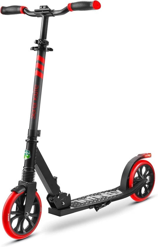 Step per Bambini con 2 Ruote, Sterzo Regolabile a Barra T, Copertura in Alluminio Antiscivolo, Portatile e Pieghevole con Cinturone di Trasporto