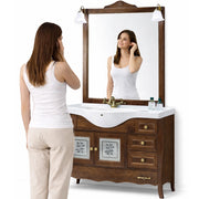 Mobile Da Bagno Noce Completo Modello Martina Completo con Specchio e Lavabo