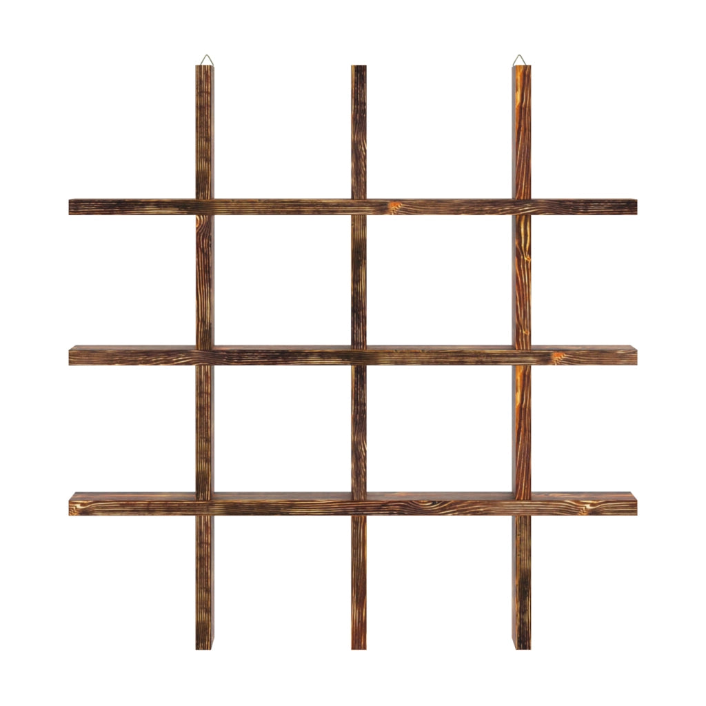 Scaffale da Parete Orimattila con 12 Scomparti 62 x 62 x 9 cm Legno di Pino Tinto [en.casa]