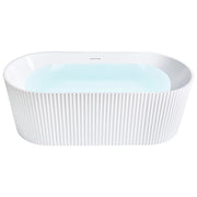 Vasca da bagno freestanding ovale in acrilico bianco opaco 170 x 80 cm Finitura scanalata Bagno in stile moderno