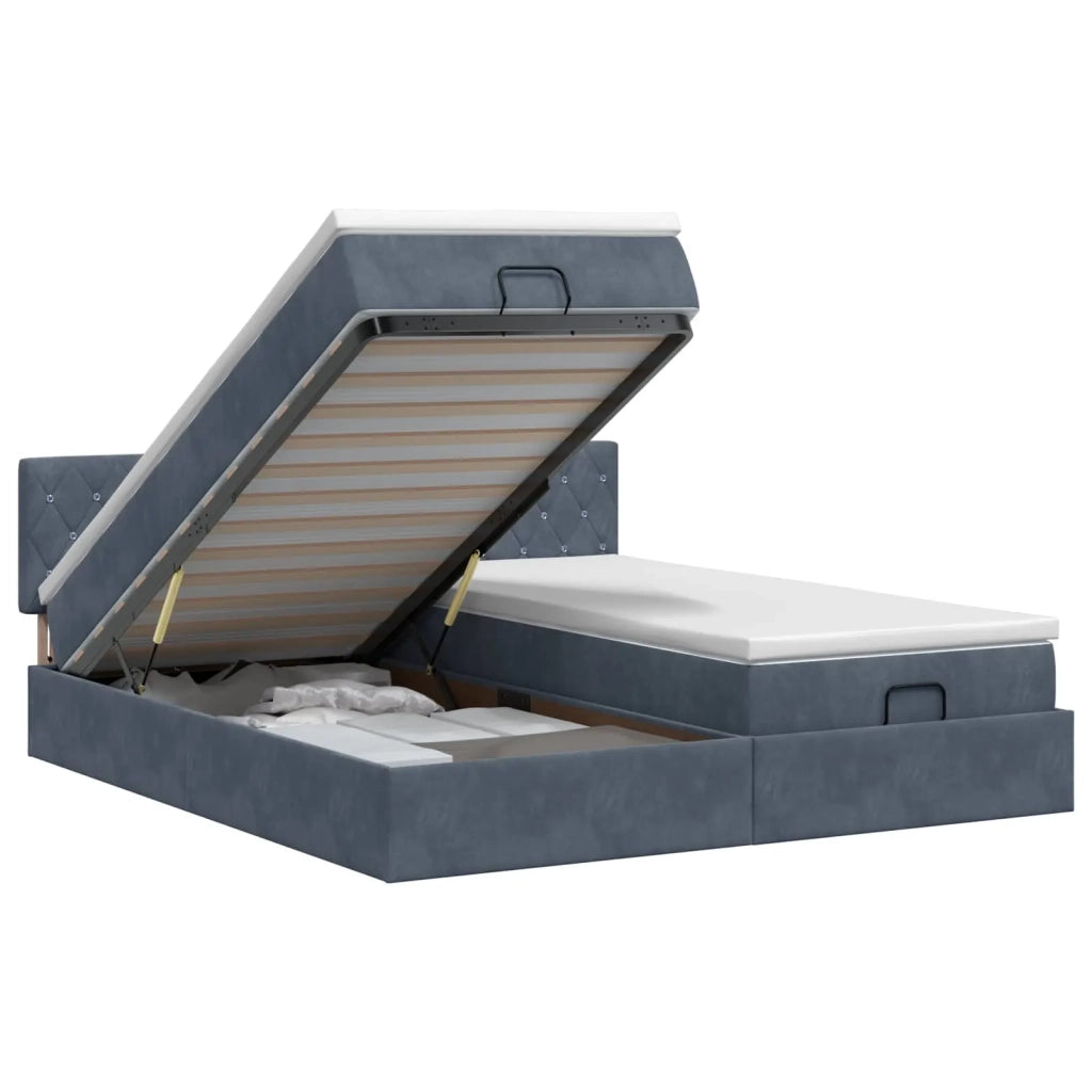Letto ottomano con materasso 2 pcs Grigio Scuro Velluto 3456733