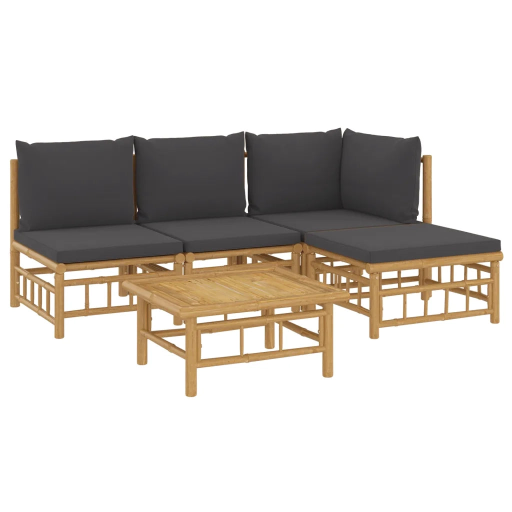 Set Salotto da Giardino 5pz con Cuscini Grigio Scuro BambÃ¹cod mxl 125180