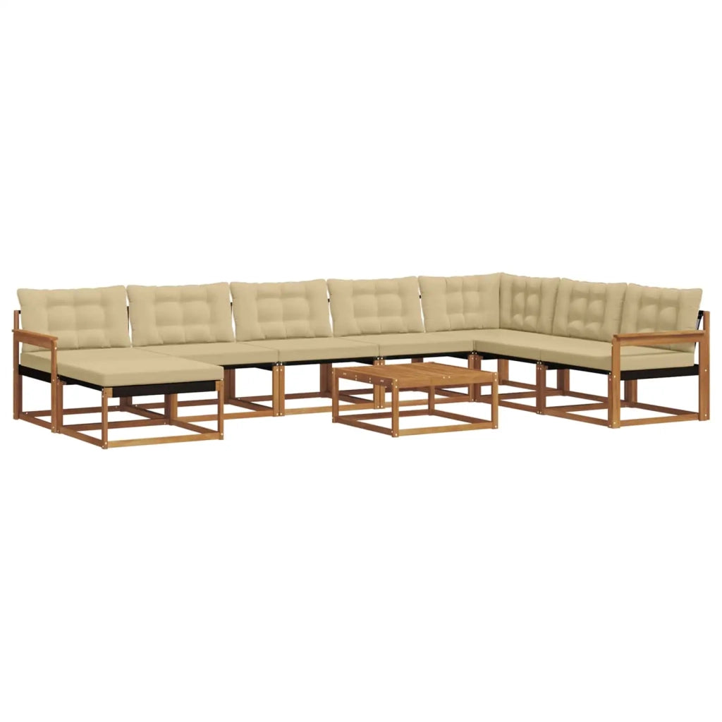 Set di divani da esterno con cuscino 9 pcs Naturale e Beige