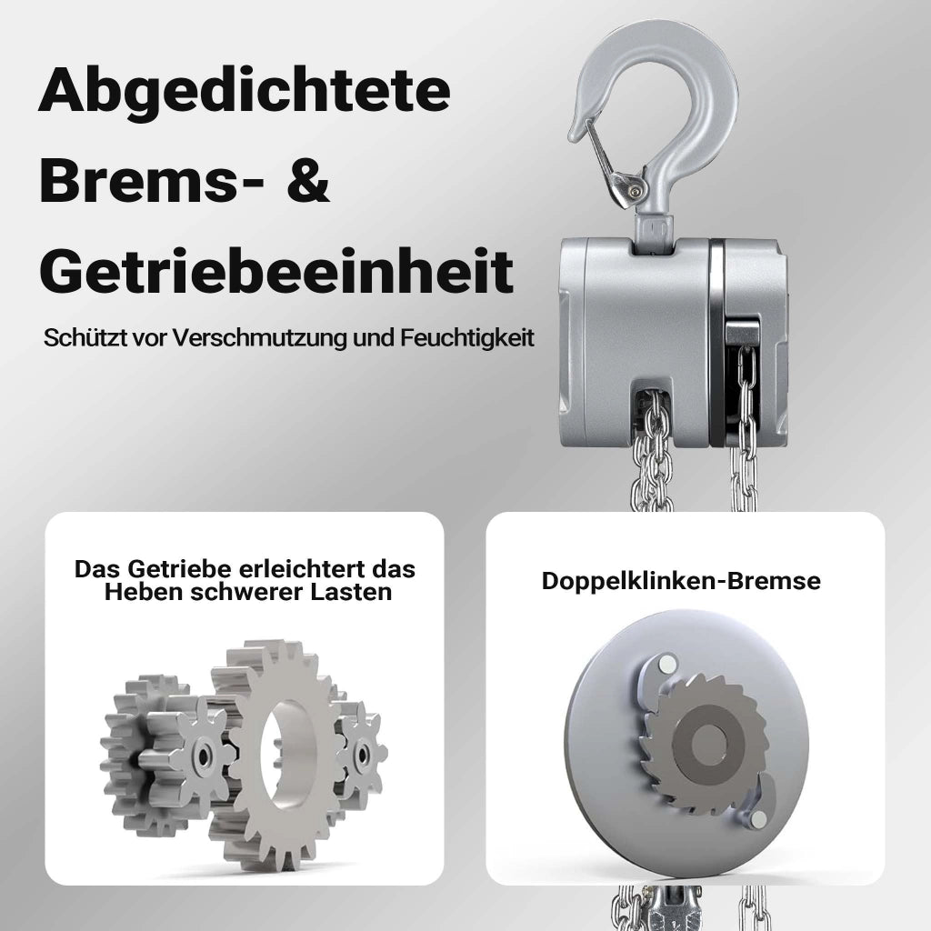 Paranco a catena manuale VXI-D in alluminio, capacità di carico 1 t, altezza di sollevamento 3 m, catena di carico G100, leggero e compatto, per impieghi gravosi