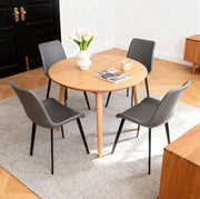 Sedia da pranzo ergonomica in PU grigio con gambe in acciaio al carbonio