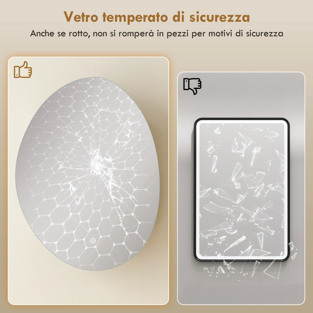 Mobile Bagno LED con Specchio Antiappannante ¨C Zephmum ¨C Bianco 60x30x