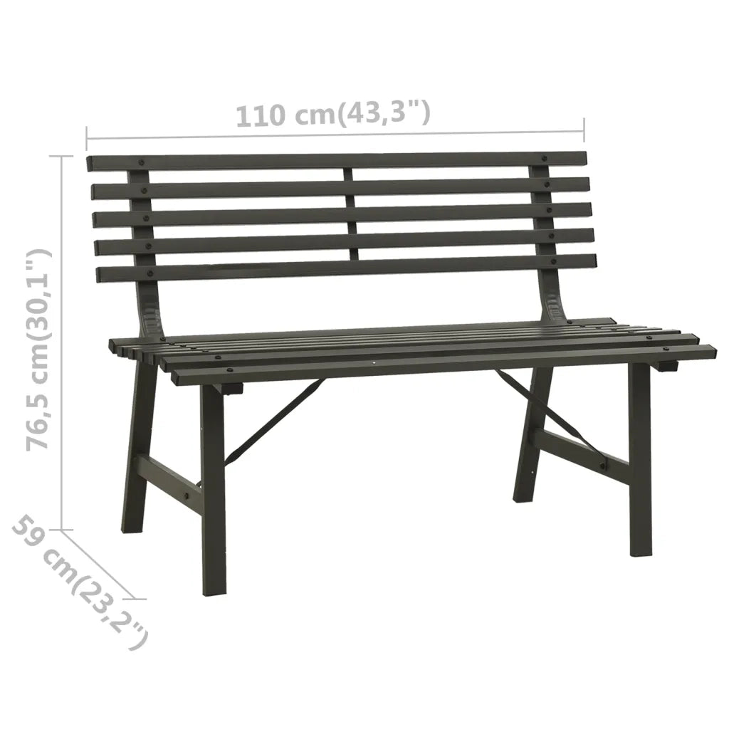 Panchina da Giardino-Panca da esterno 110 cm in Acciaio Nera