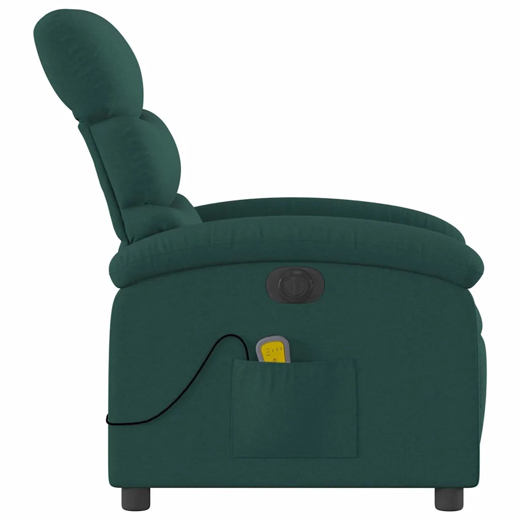 Divano Sedia-Poltrona Massaggiante Reclinabile Elettrica Verde Scuro Tessuto 318135