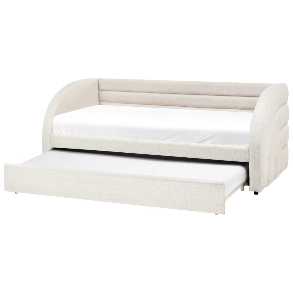 Letto a scomparsa 90 x 200 cm rivestito in bouclé bianco rete a doghe letto da giorno camera dei bambini camera degli ospiti