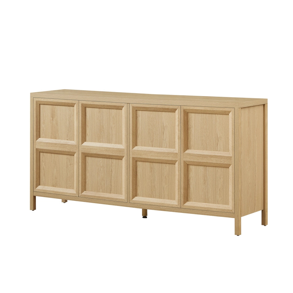 Mobile TV moderno con ante - Zephmum- 160x40x80 cm- Colore quercia chiaro- Apertura a pressione, cerniere soft-close