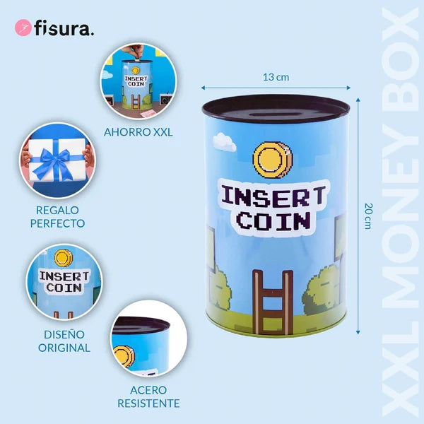 Salvadanio XXL scritta "Insert Coin"