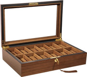 Cassetta orologio in legno con 12 compartimenti, cassetta orologio con serratura, cuscini morbidi per orologio, regalo per San Valentino