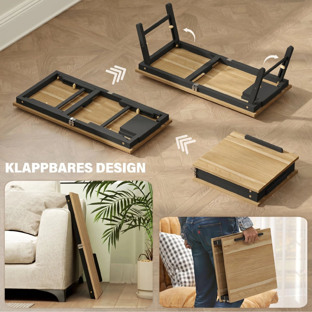 Tavolino da Letto Regolabile in Altezza con Cassetto e Pieghevole ¨C Minimal ¨C Legno Rovere
