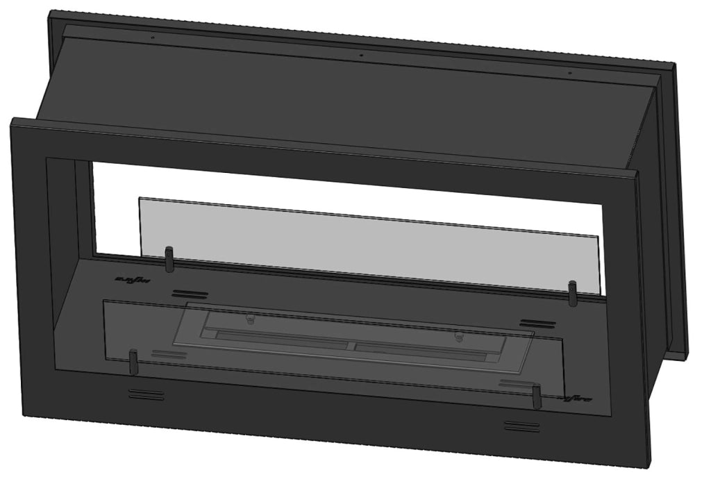 Camino a Bioetanolo da Incasso 90x50 cm Bifacciale 2 Side 900 Nero con Vetro