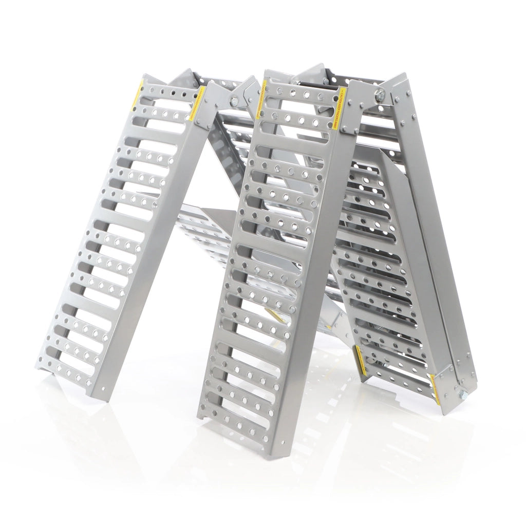 Set 2 rampe di carico pieghevoli in 3 parti max. 800kg 195,5x23cm, acciaio antiscivolo per moto