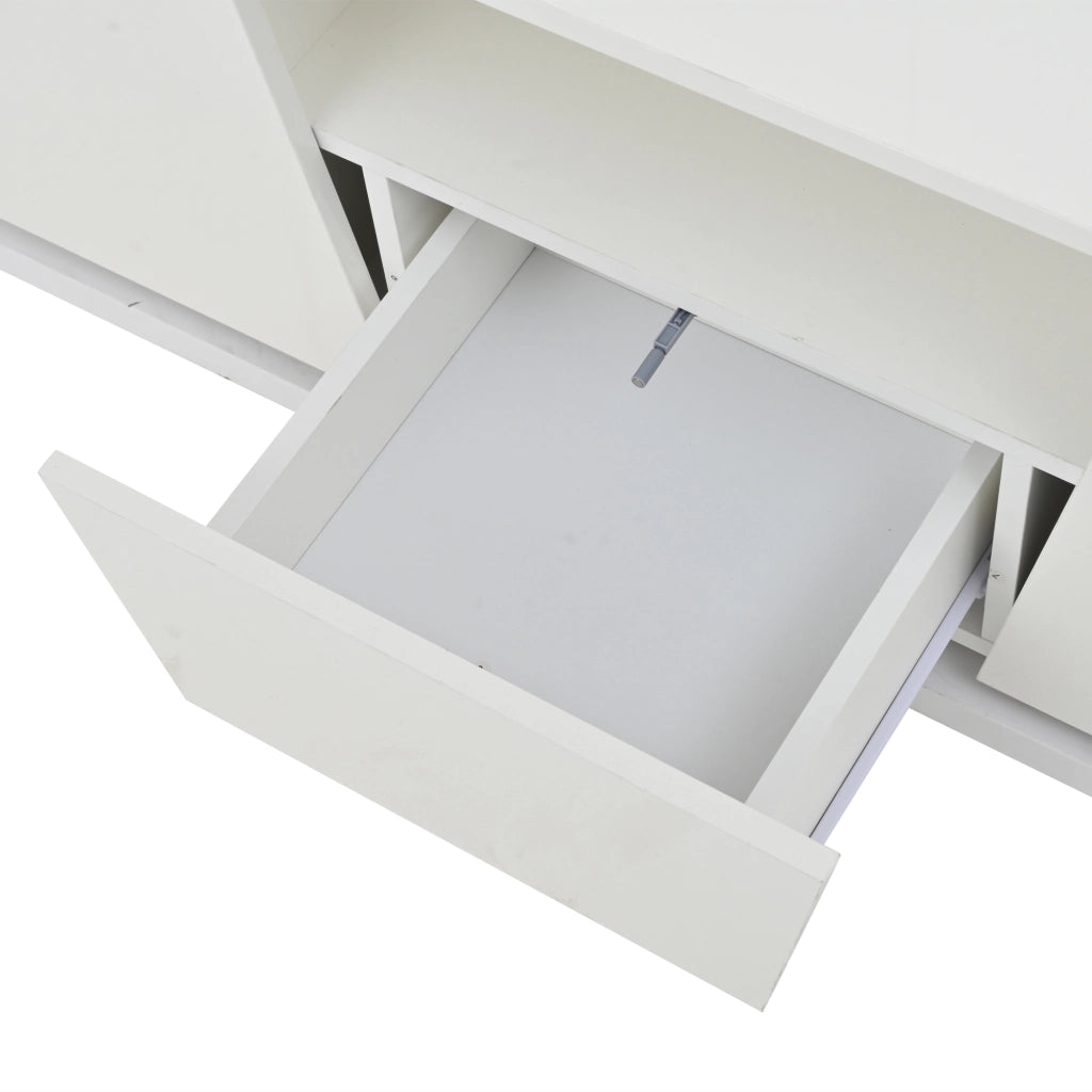 Tavolino da salotto bianco con luci led 100x50x40 cm lucido
