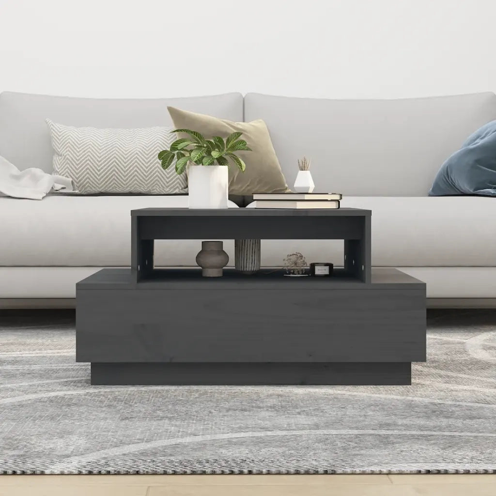 Tavolino da salotto | Tavolino da caff¨¨ | Tavolino da Soggiorno Grigio 80x55x40,5 cm Legno Massello di Pino