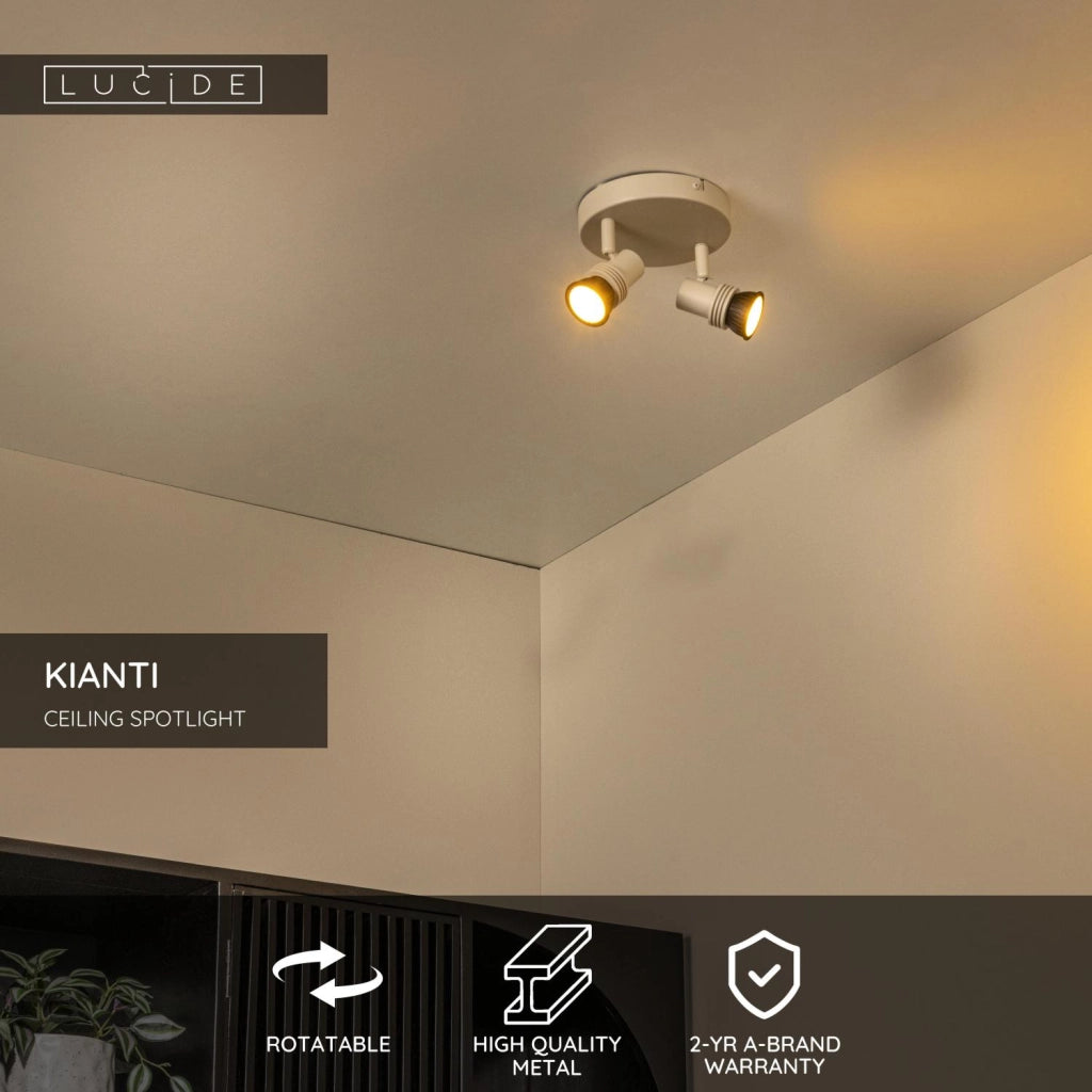 Faretto da soffitto doppio taupe GU10 Lucide KIANTI