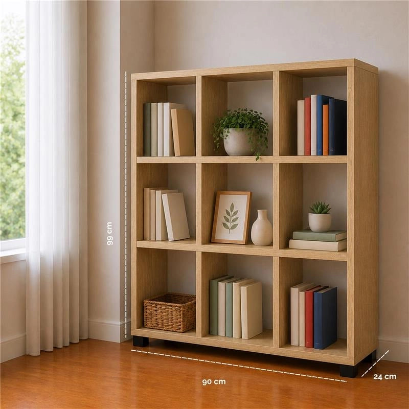 LIBRERIA IN MDF ROVERE CON NOVE RIPIANI MISURE: 90X24X99 CM