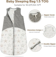 Piumino invernale 100% cotone mousseline morbido, sacco a pelo unisex per neonati S (0-6 mesi)