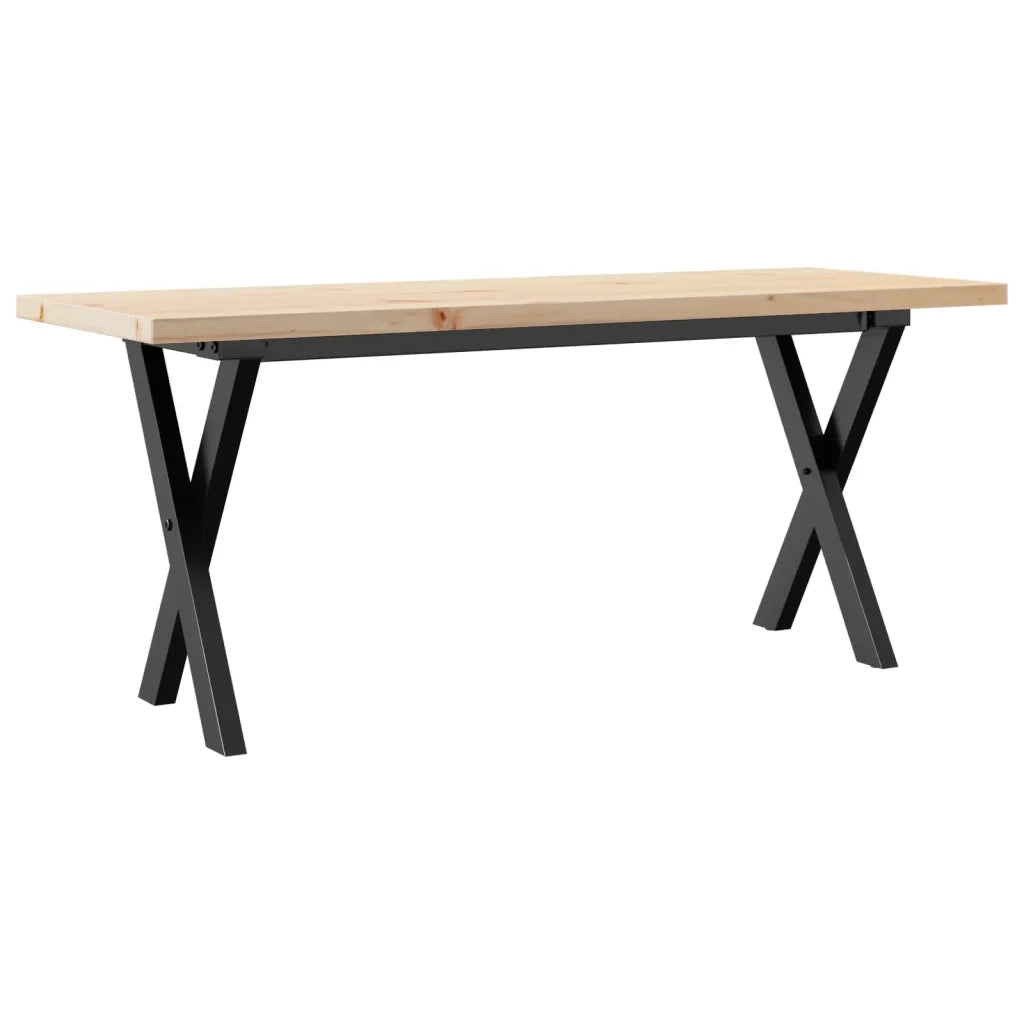 Tavolino Salotto Telaio a X 110x40x45,5 cm Legno Pino e Acciaio 3282755