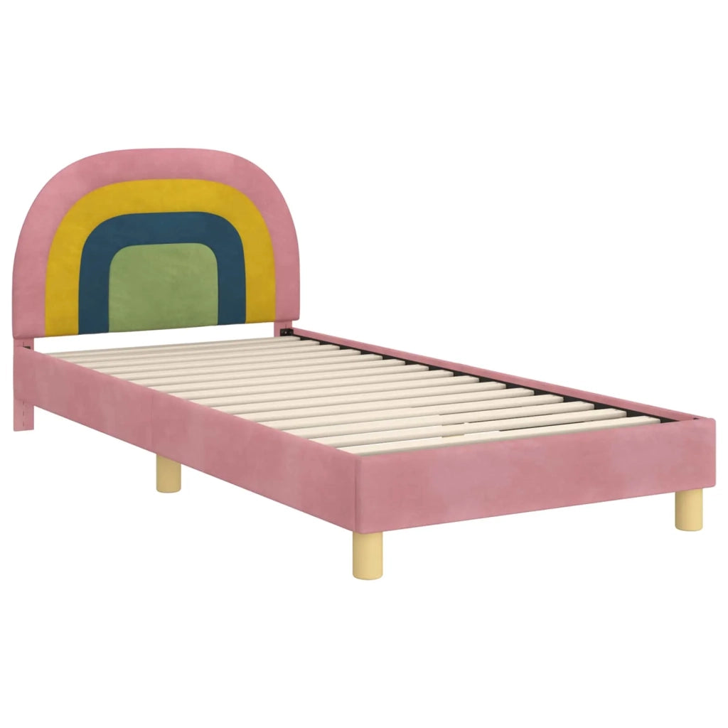 Struttura letto bambini con testata-Giroletto per bambini Rosa 80 x 200 cm Velluto 679839