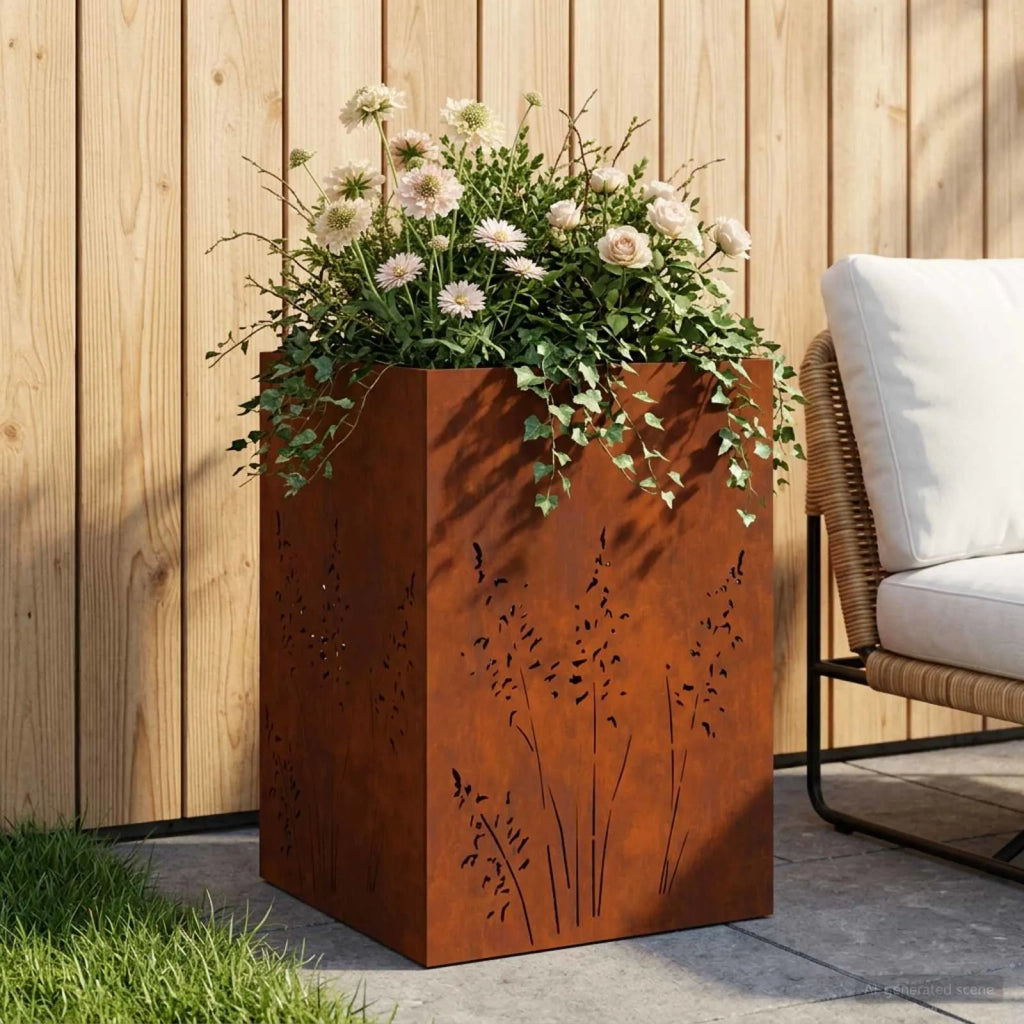 Vaso da giardino Ruggine 50 x 50 x 75 cm Acciaio Corten 8005776