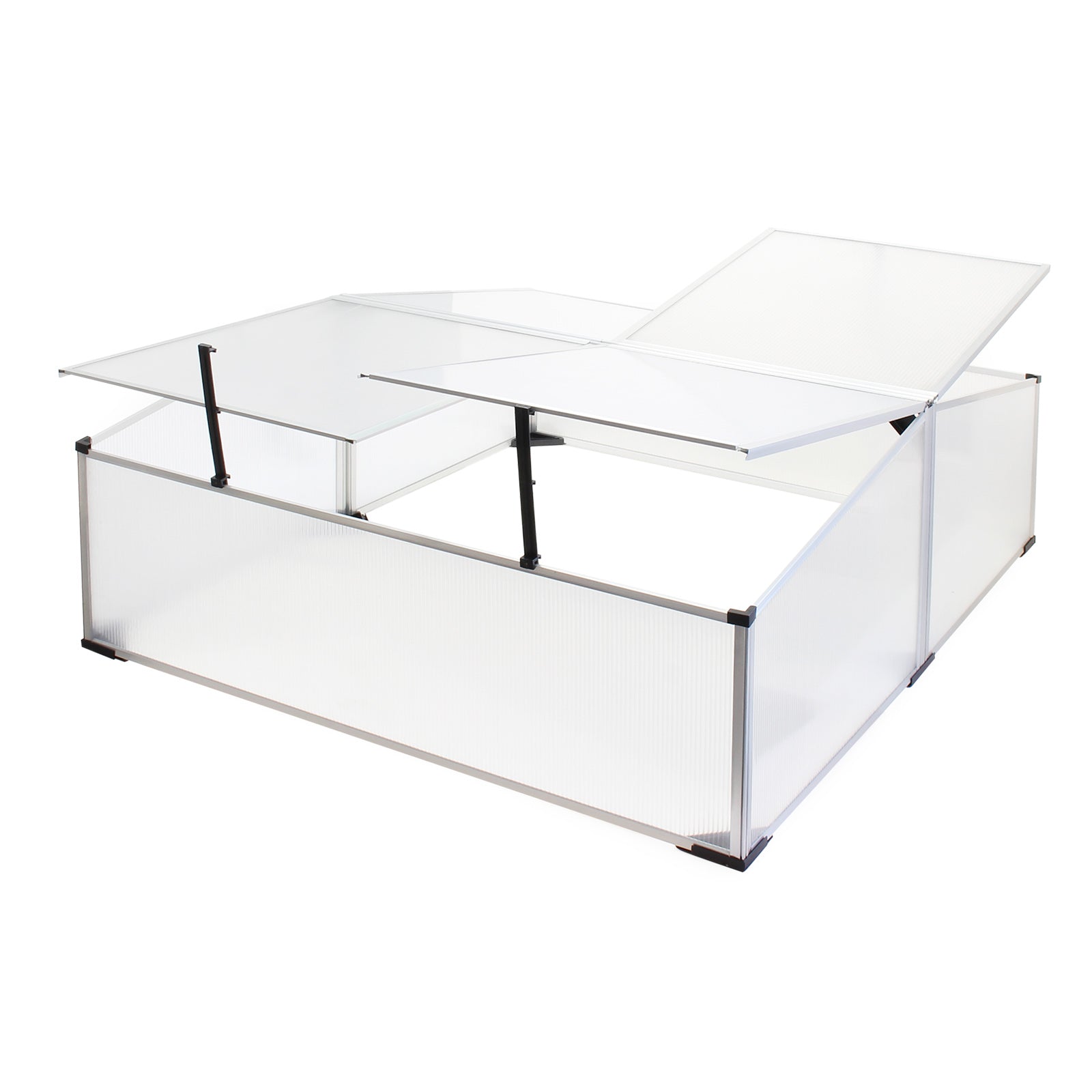 Mini serra in policarbonato trasparente e alluminio 100x120x40cm, tetto 4 aperture