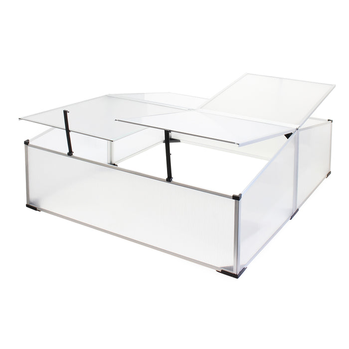 Mini serra in policarbonato trasparente e alluminio 100x120x40cm, tetto 4 aperture